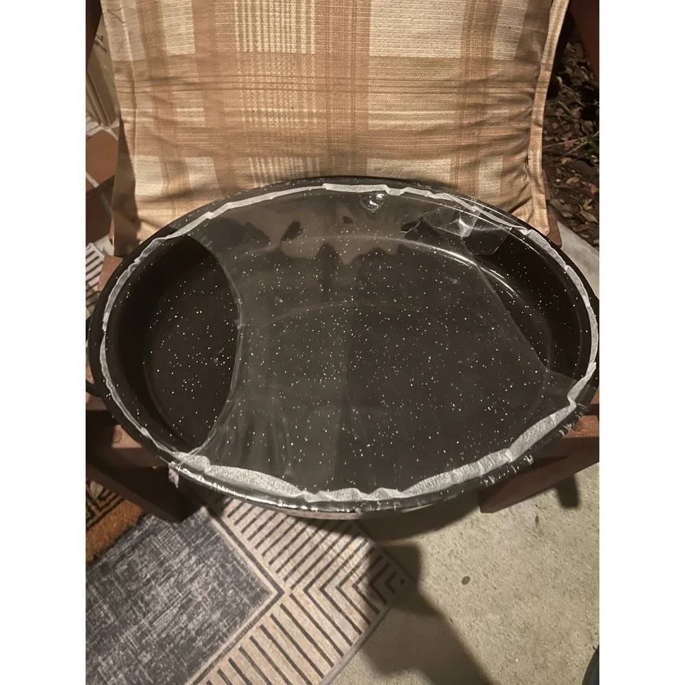 Alpine Cuisine 18 Inch Enamel Oval Roaster Pan Speckled Black Nonstick Roasting